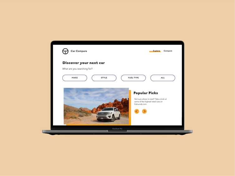 Car Comparison website mockup